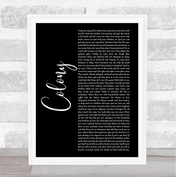 Damien Dempsey Colony Black Script Song Lyric Print