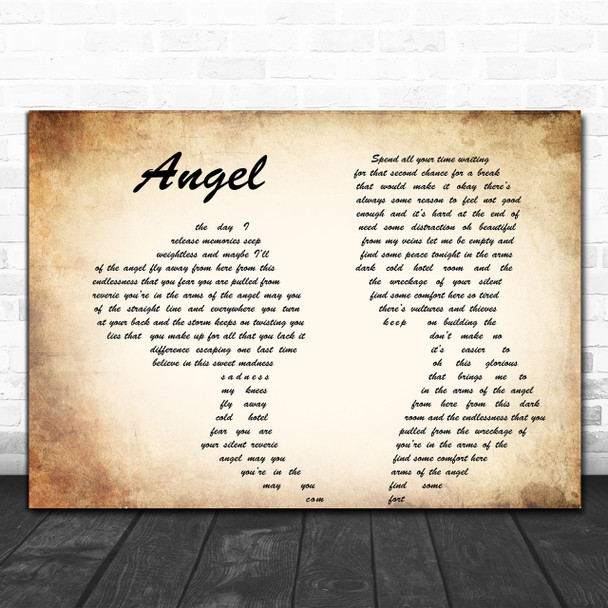 Sarah McLachlan Angel Man Lady Couple Song Lyric Music Wall Art Print