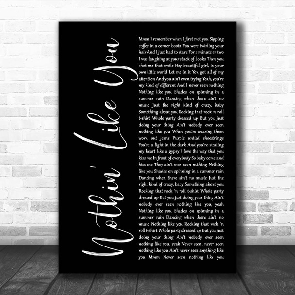 Dan + Shay Nothin' Like You Black Script Song Lyric Print