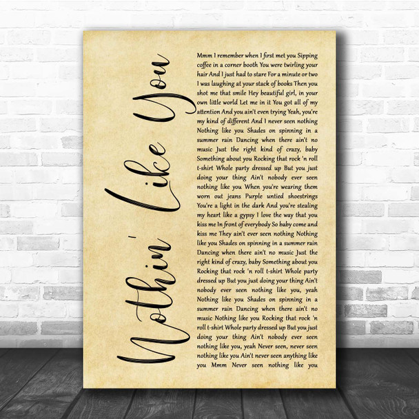 Dan + Shay Nothin' Like You Rustic Script Song Lyric Print