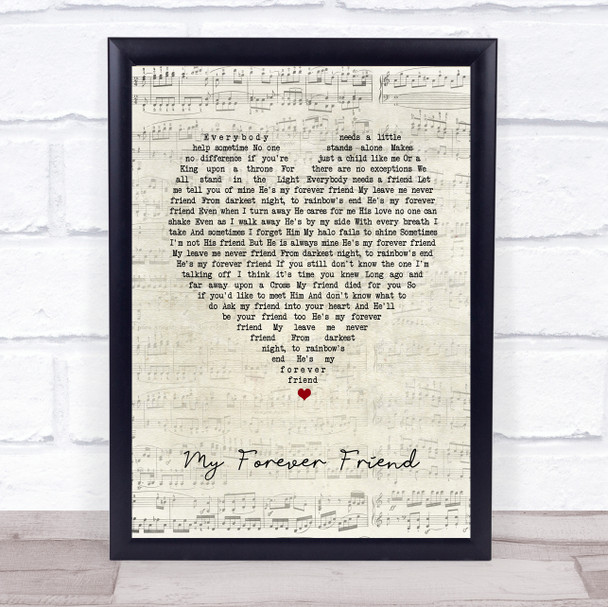 Daniel ODonnell My Forever Friend Script Heart Song Lyric Print