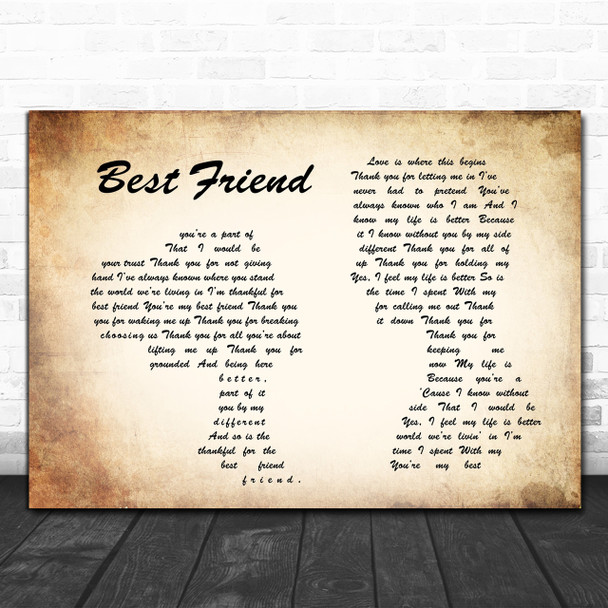 Jason Mraz Best Friend Man Lady Couple Song Lyric Music Wall Art Print