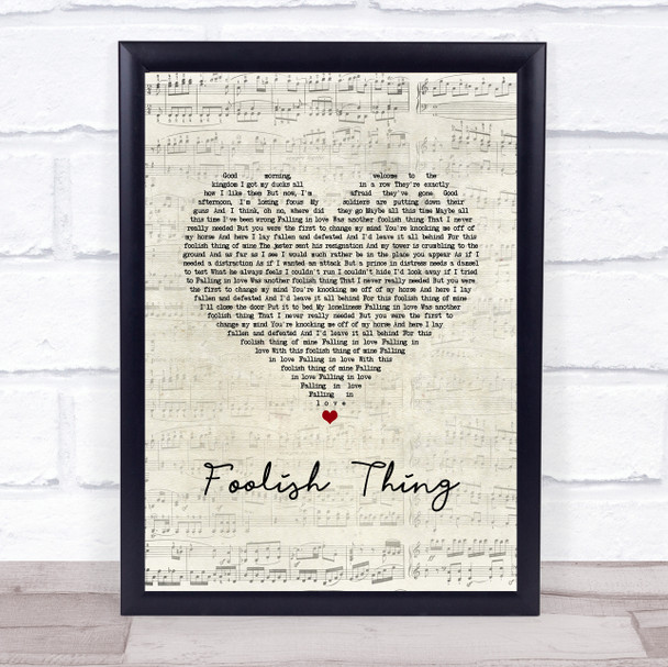 Darren Criss Foolish Thing Script Heart Song Lyric Print