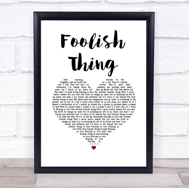 Darren Criss Foolish Thing White Heart Song Lyric Print