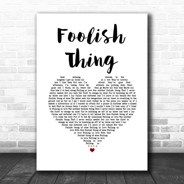 Darren Criss Foolish Thing White Heart Song Lyric Print