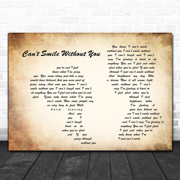 Barry Manilow Can't Smile Without You Man Lady Couple Song Lyric Music Wall Art Print