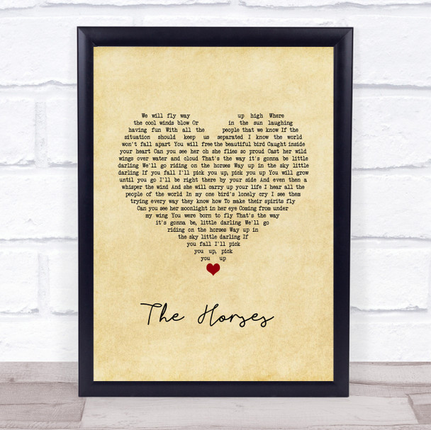 Daryl Braithwaite The Horses Vintage Heart Song Lyric Print