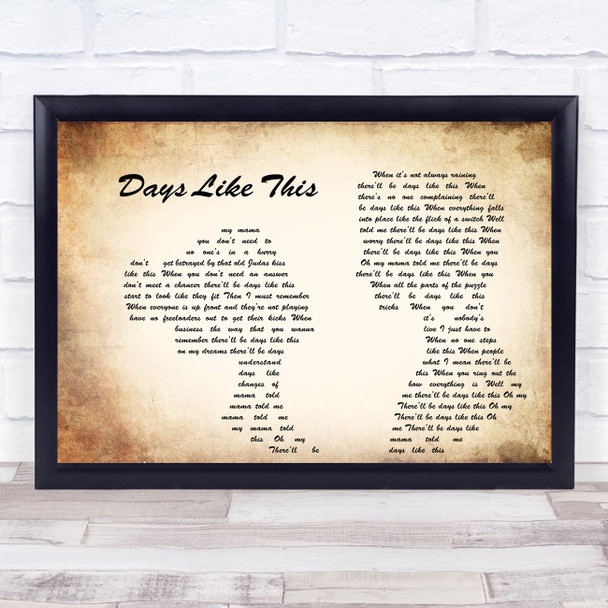 Van Morrison Days Like This Man Lady Couple Song Lyric Music Wall Art Print