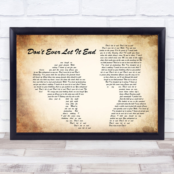 Nickelback Don't Ever Let It End Man Lady Couple Song Lyric Music Wall Art Print