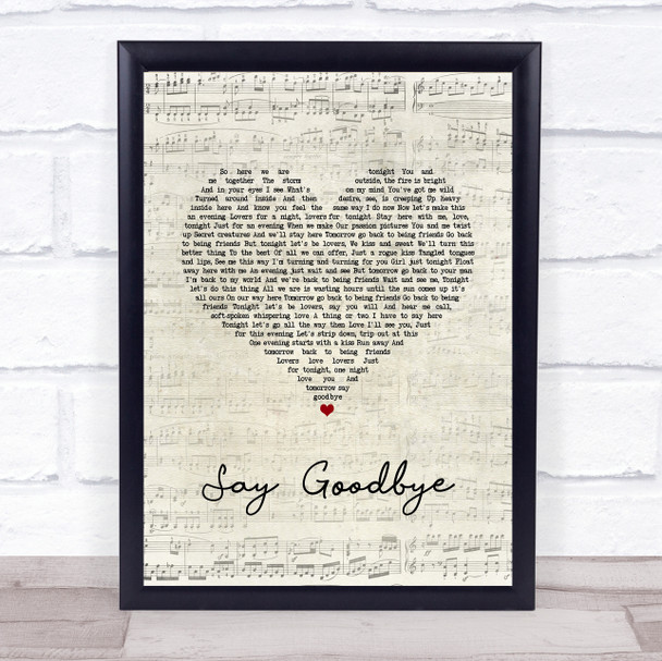 Dave Matthews Band Say Goodbye Script Heart Song Lyric Print