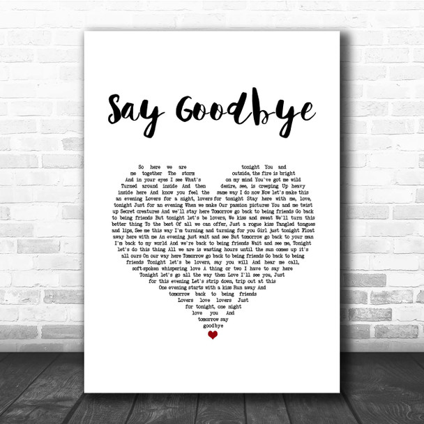 Dave Matthews Band Say Goodbye White Heart Song Lyric Print
