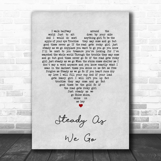 Dave Matthews Band Steady As We Go Grey Heart Song Lyric Print