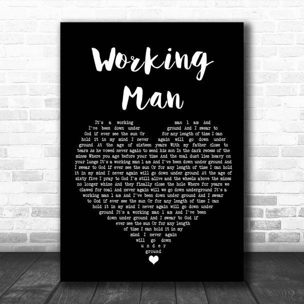 David Alexander Working Man Black Heart Song Lyric Print