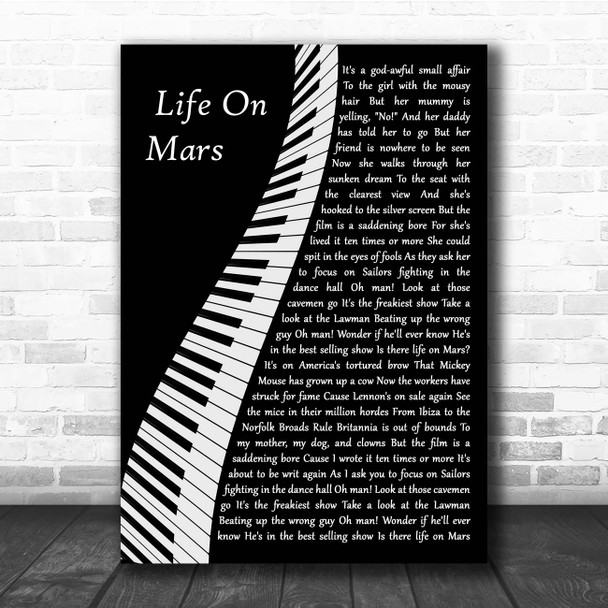 David Bowie Life On Mars Piano Song Lyric Print