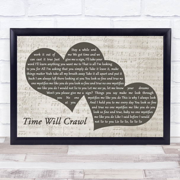 David Bowie Time Will Crawl Landscape Music Script Two Hearts Song Lyric Print