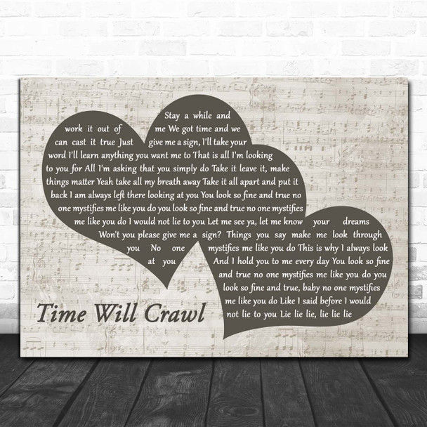 David Bowie Time Will Crawl Landscape Music Script Two Hearts Song Lyric Print