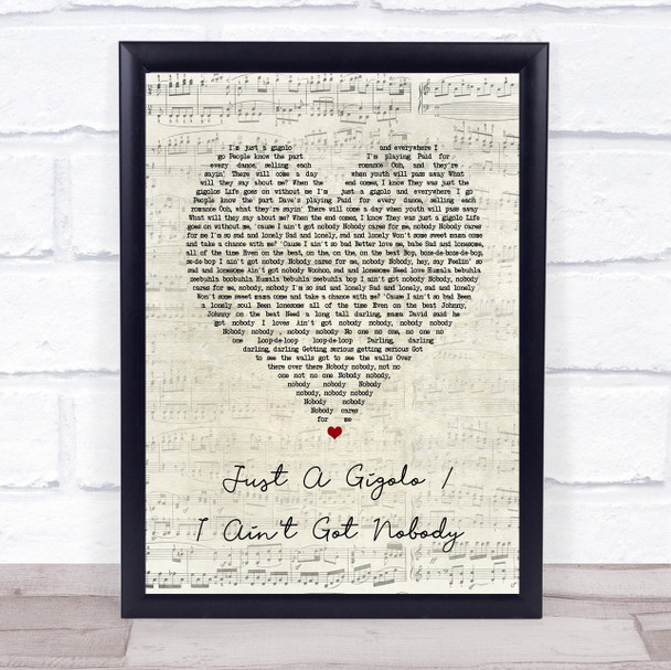 David Lee Roth Just A Gigolo I Ain't Got Nobody Script Heart Song Lyric Print