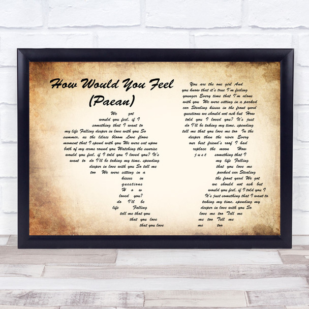 Ed Sheeran How Would You Feel (Paean) Man Lady Couple Song Lyric Music Wall Art Print