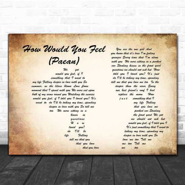 Ed Sheeran How Would You Feel (Paean) Man Lady Couple Song Lyric Music Wall Art Print