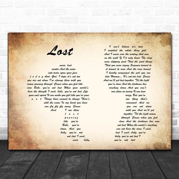 Michael Buble Lost Man Lady Couple Song Lyric Music Wall Art Print