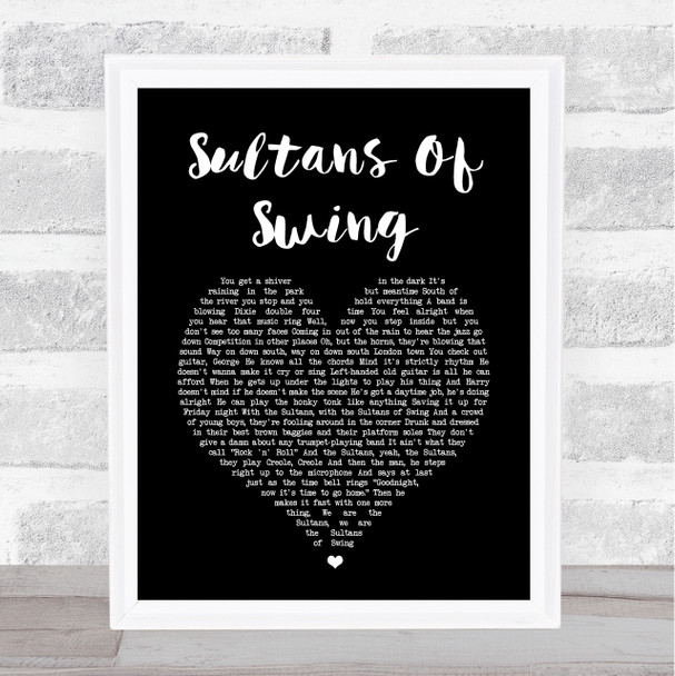 Dire Straits Sultans Of Swing Black Heart Song Lyric Print