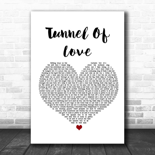Dire Straits Tunnel Of Love White Heart Song Lyric Print