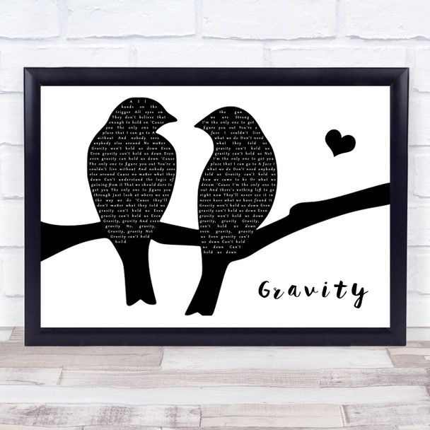 DJ Fresh feat Ella Eyre Gravity Lovebirds Black & White Song Lyric Print