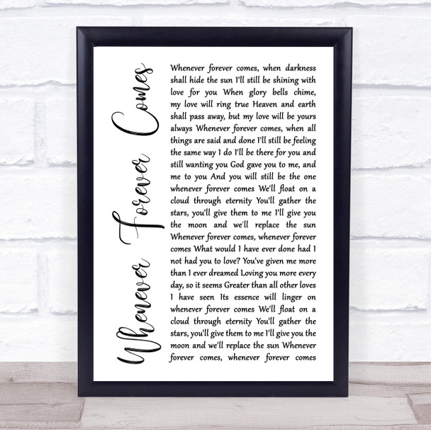 Dolly Parton feat. Collin Raye Whenever Forever Comes White Script Song Lyric Print