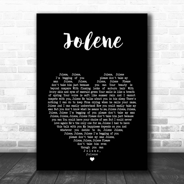 Dolly Parton Jolene Black Heart Song Lyric Print