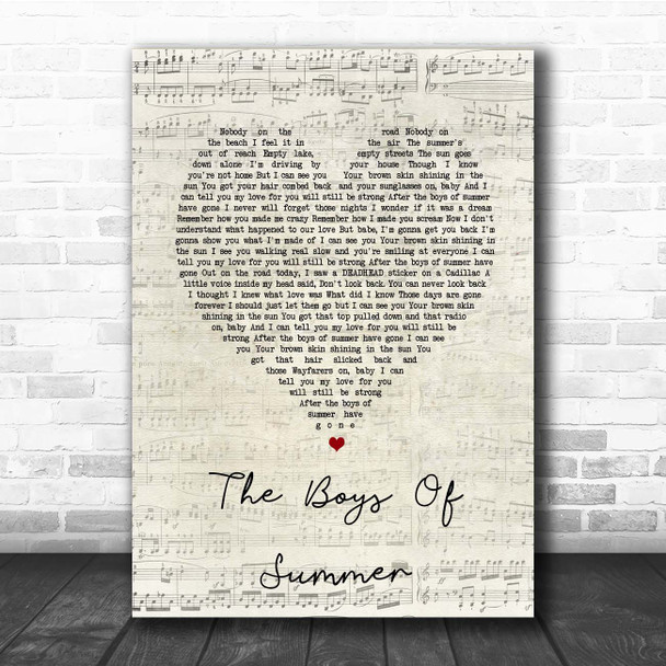 Don Henley The Boys Of Summer Script Heart Song Lyric Print