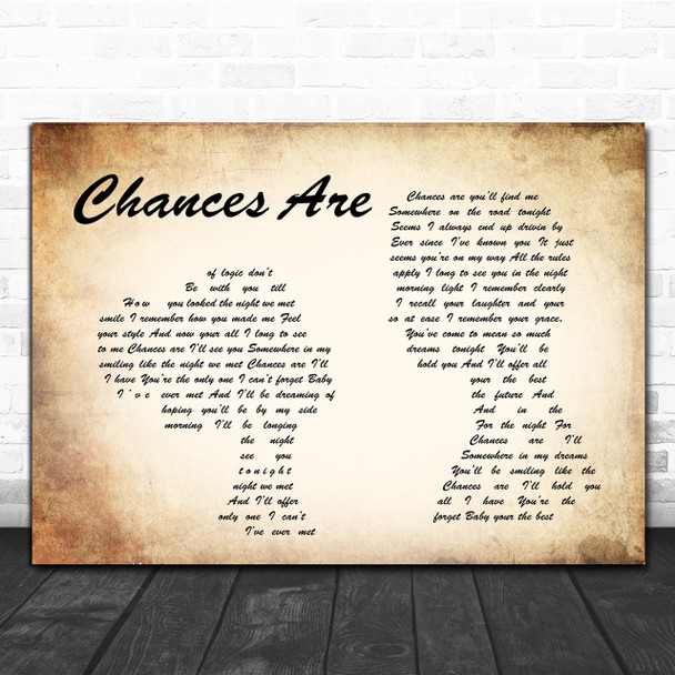 Bob Seger Chances Are Man Lady Couple Song Lyric Music Wall Art Print