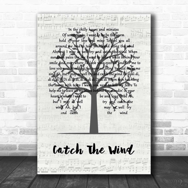 Donovan Catch The Wind Music Script Tree Song Lyric Print