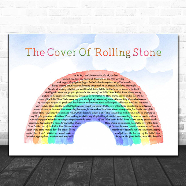 Dr. Hook The Cover Of 'Rolling Stone Watercolour Rainbow & Clouds Song Lyric Print
