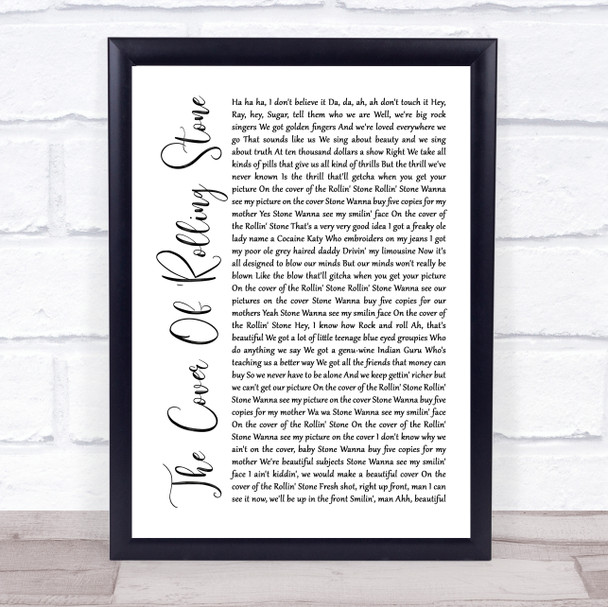 Dr. Hook The Cover Of 'Rolling Stone White Script Song Lyric Print