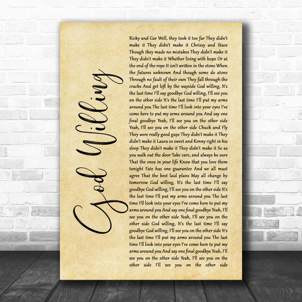 Dropkick Murphys God Willing Rustic Script Song Lyric Print