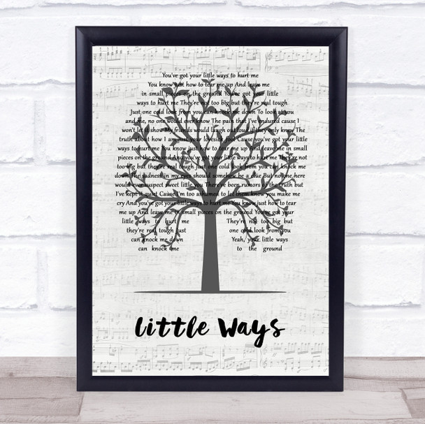 Dwight Yoakam Little Ways Music Script Tree Song Lyric Print