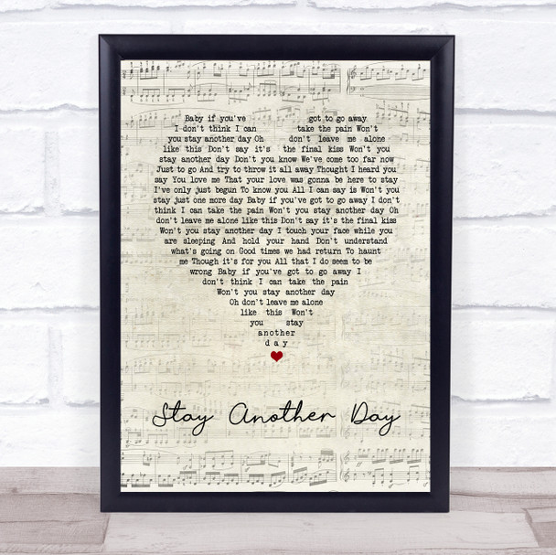 East 17 Stay Another Day Script Heart Song Lyric Print