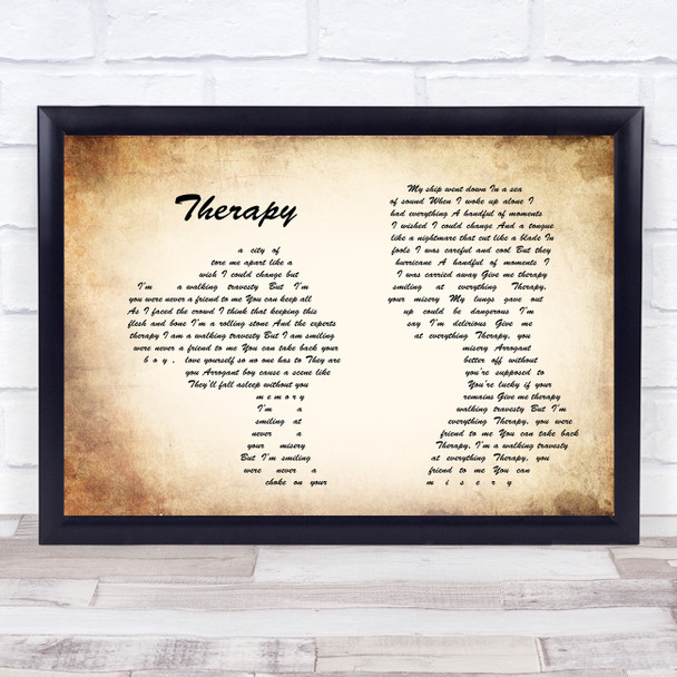 All Time Low Therapy Man Lady Couple Song Lyric Music Wall Art Print
