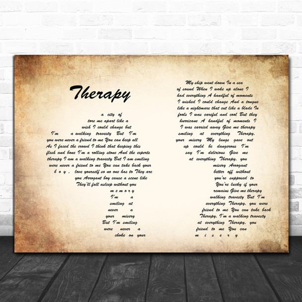 All Time Low Therapy Man Lady Couple Song Lyric Music Wall Art Print