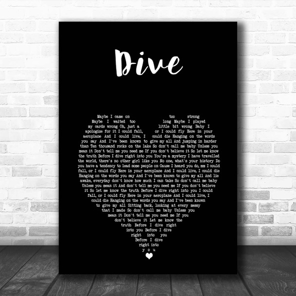 Ed Sheeran Dive Black Heart Song Lyric Print