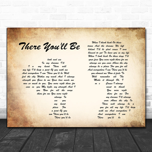 Faith Hill There You'll Be Man Lady Couple Song Lyric Music Wall Art Print