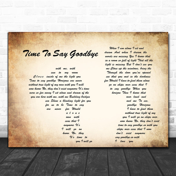 Sarah Brightman Time To Say Goodbye Man Lady Couple Song Lyric Music Wall Art Print