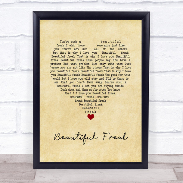 Eels Beautiful Freak Vintage Heart Song Lyric Print