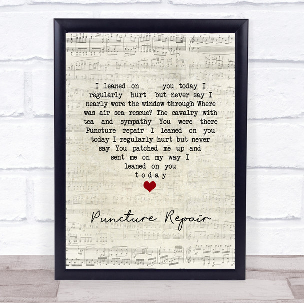 Elbow Puncture Repair Script Heart Song Lyric Print