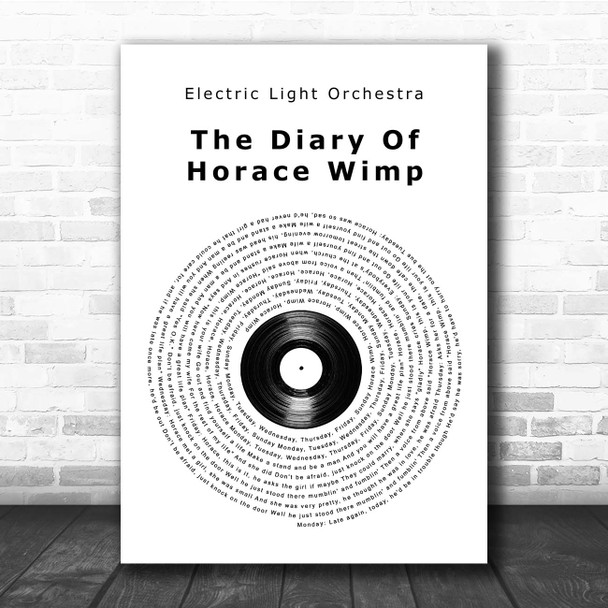Electric Light Orchestra The Diary Of Horace Wimp Vinyl Record Song Lyric Print