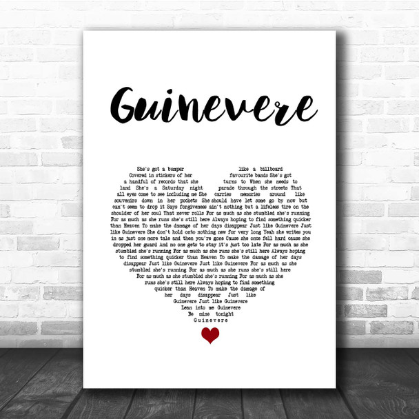 Eli Young Band Guinevere White Heart Song Lyric Print