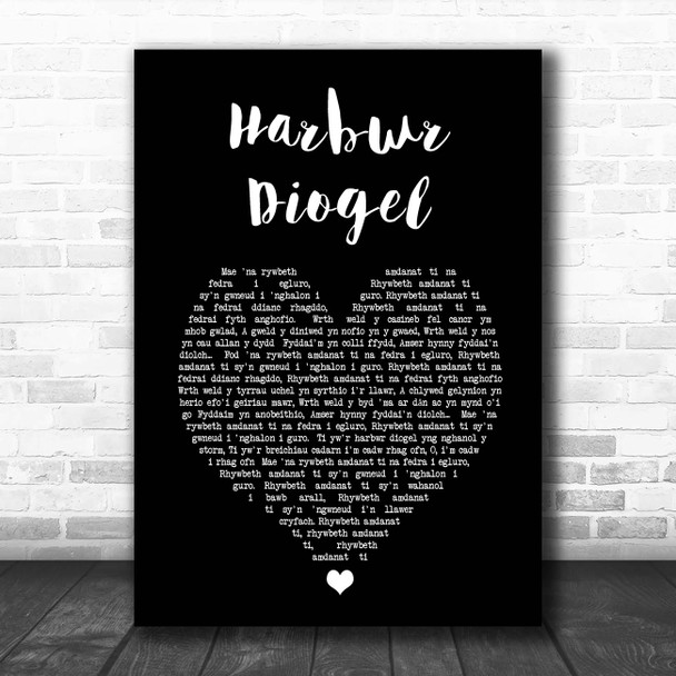 Elin Fflur HARBWR DIOGEL Black Heart Song Lyric Print