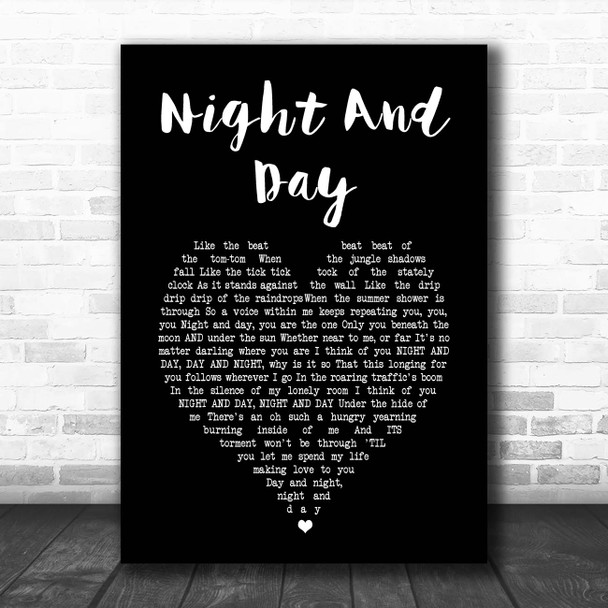 Ella Fitzgerald Night And Day Black Heart Song Lyric Print