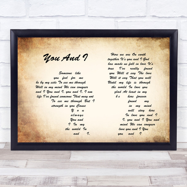 Michael Buble You And I Man Lady Couple Song Lyric Music Wall Art Print