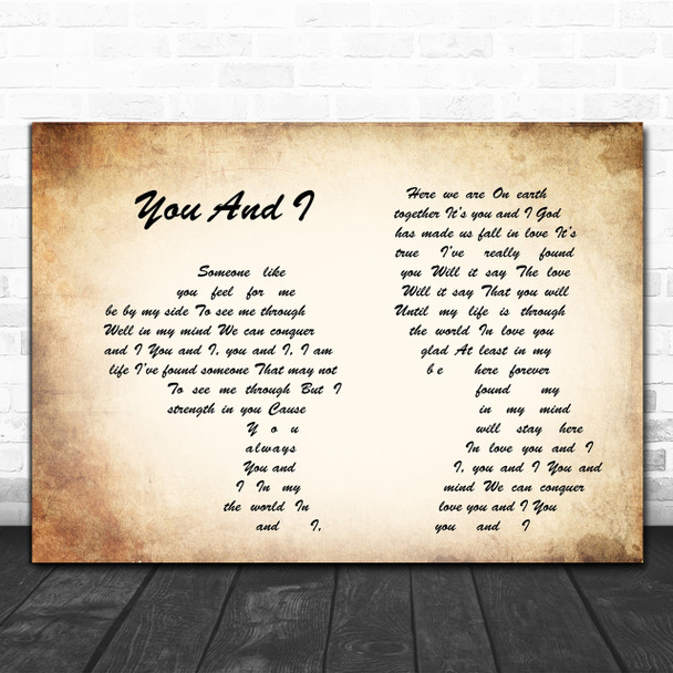 Michael Buble You And I Man Lady Couple Song Lyric Music Wall Art Print